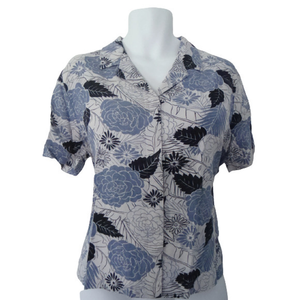 VINTAGE SAG HARBOR‎ 1X LINEN SHORT SLEEVE FLORAL BUTTON UP PLUS SIZE TROPICAL
